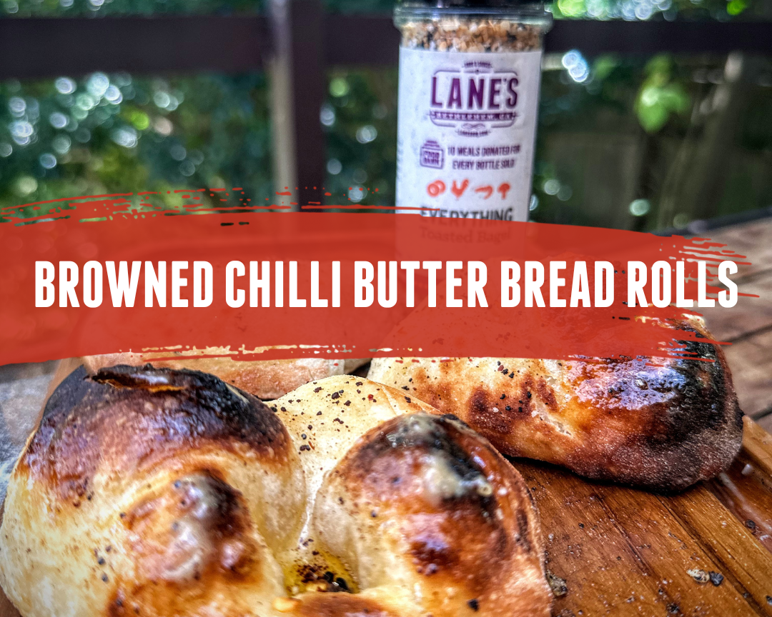 Browned Chilli Butter Bread Rolls w/Everything Toasted Bagel