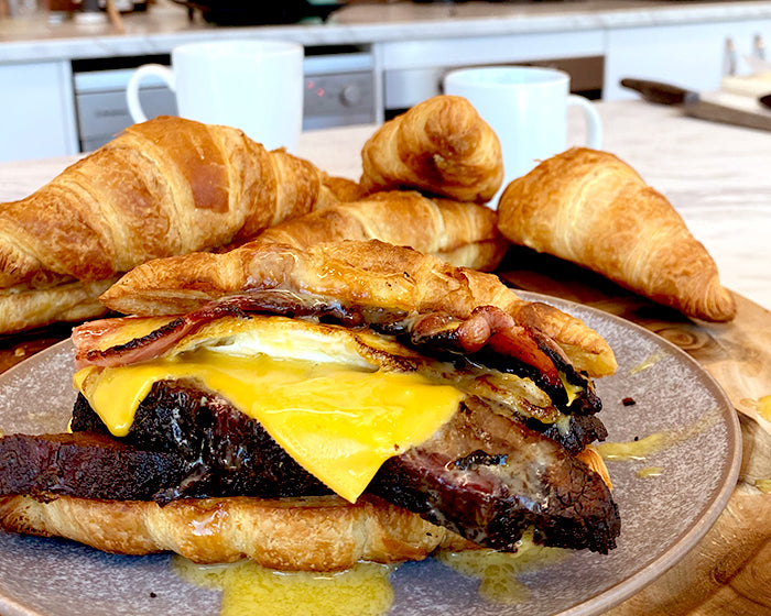 Morning after Brisket Eggs Benny Croissants