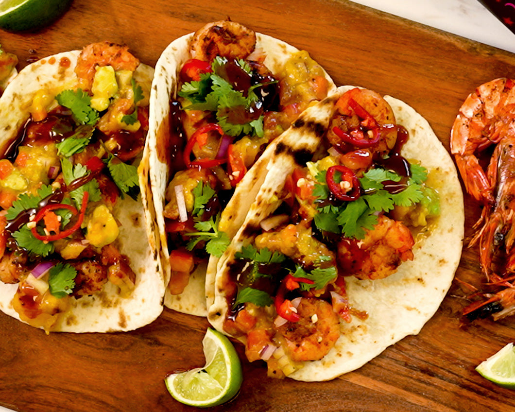 Sweet & Spicy Prawn Tacos