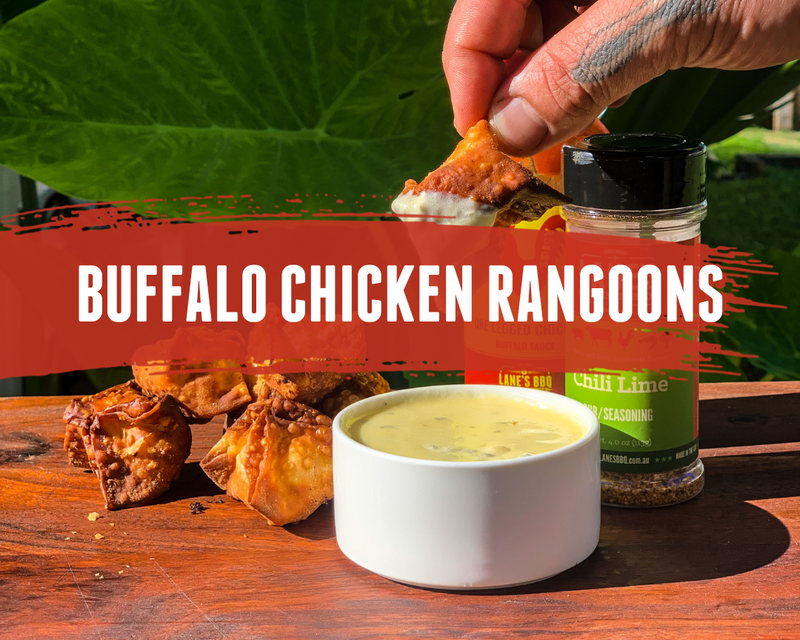 Buffalo Chicken Rangoon’s w/Blue Cheese Sauce