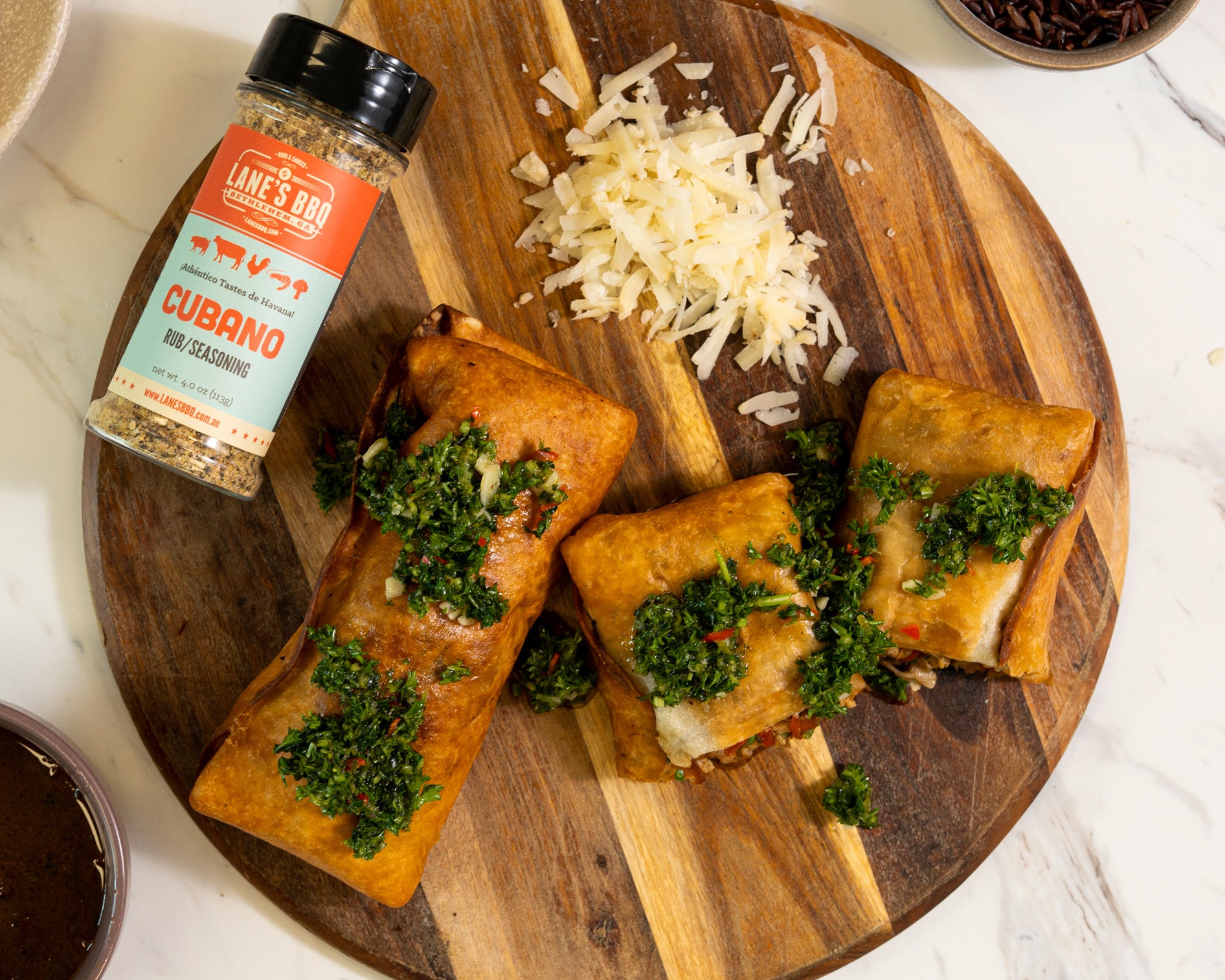 Cubano Spiced Chicken Chimichanga!