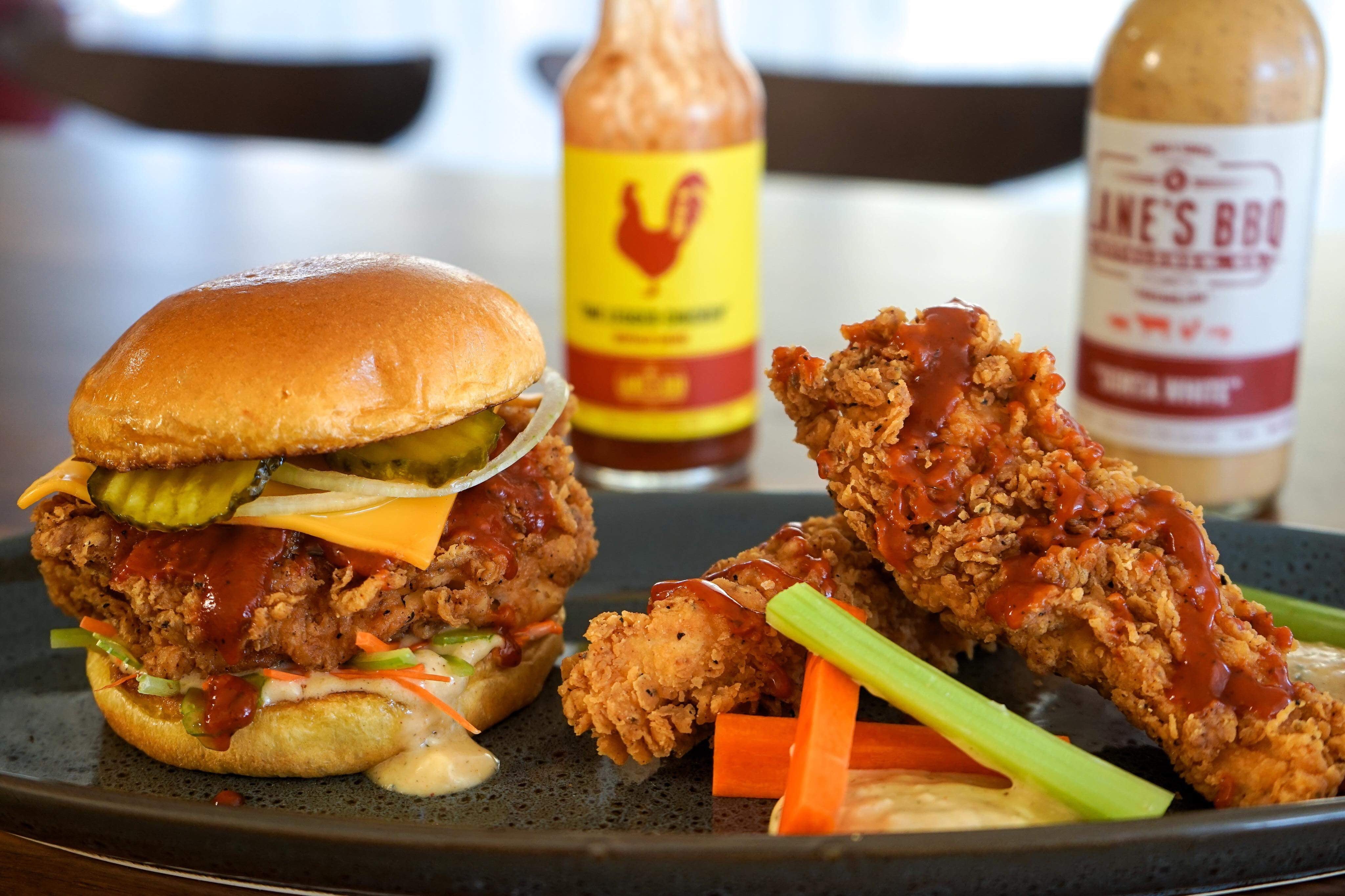 THE BUFFALO BLUES CHICKEN BURGER