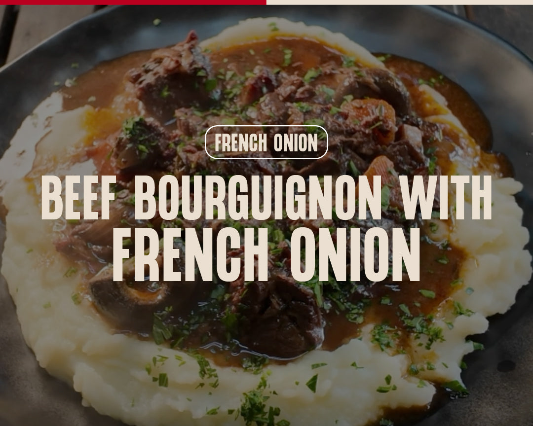 BEEF BOURGUIGNON WITH FRENCH ONION