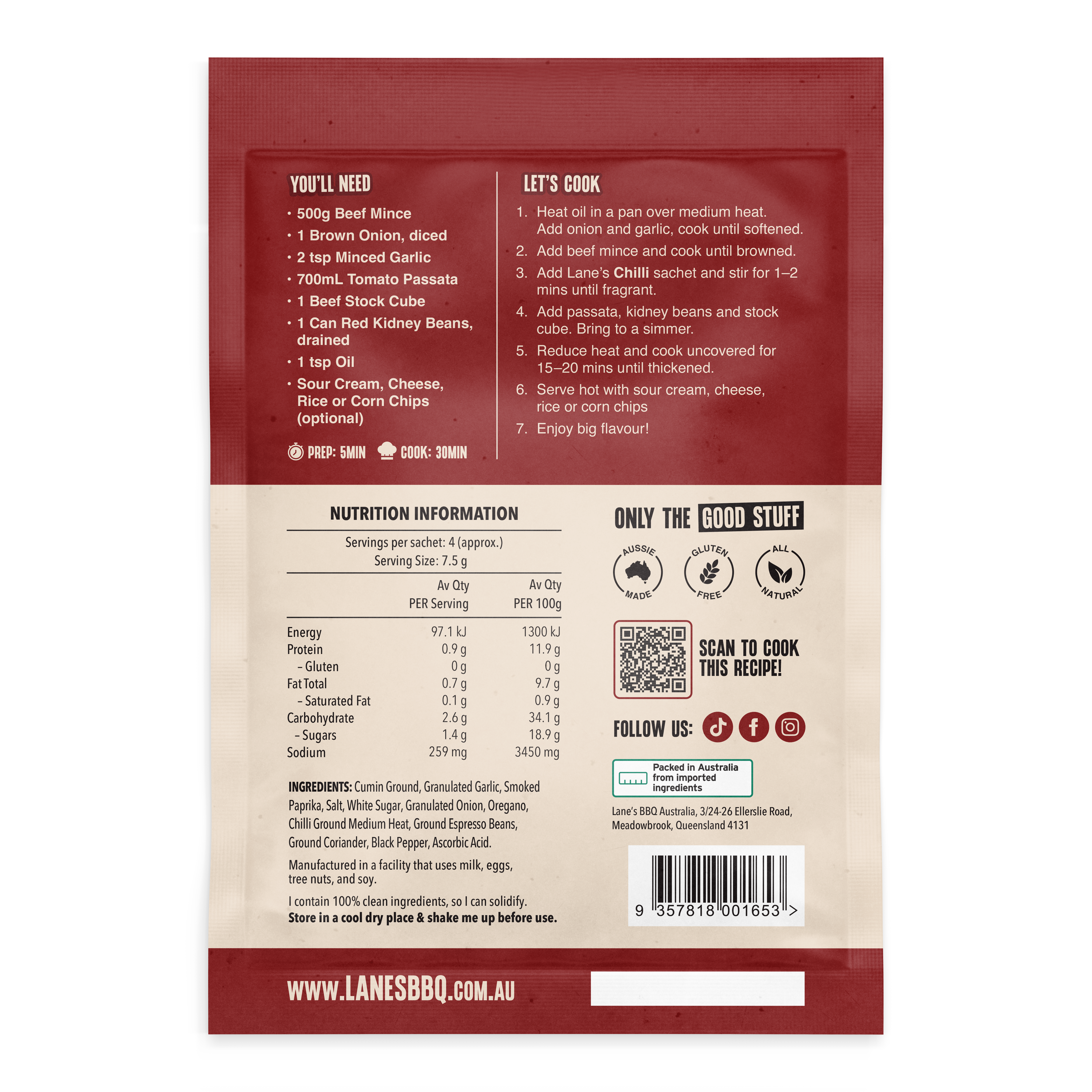 Hearty Classic Chilli Recipe Base 3pk
