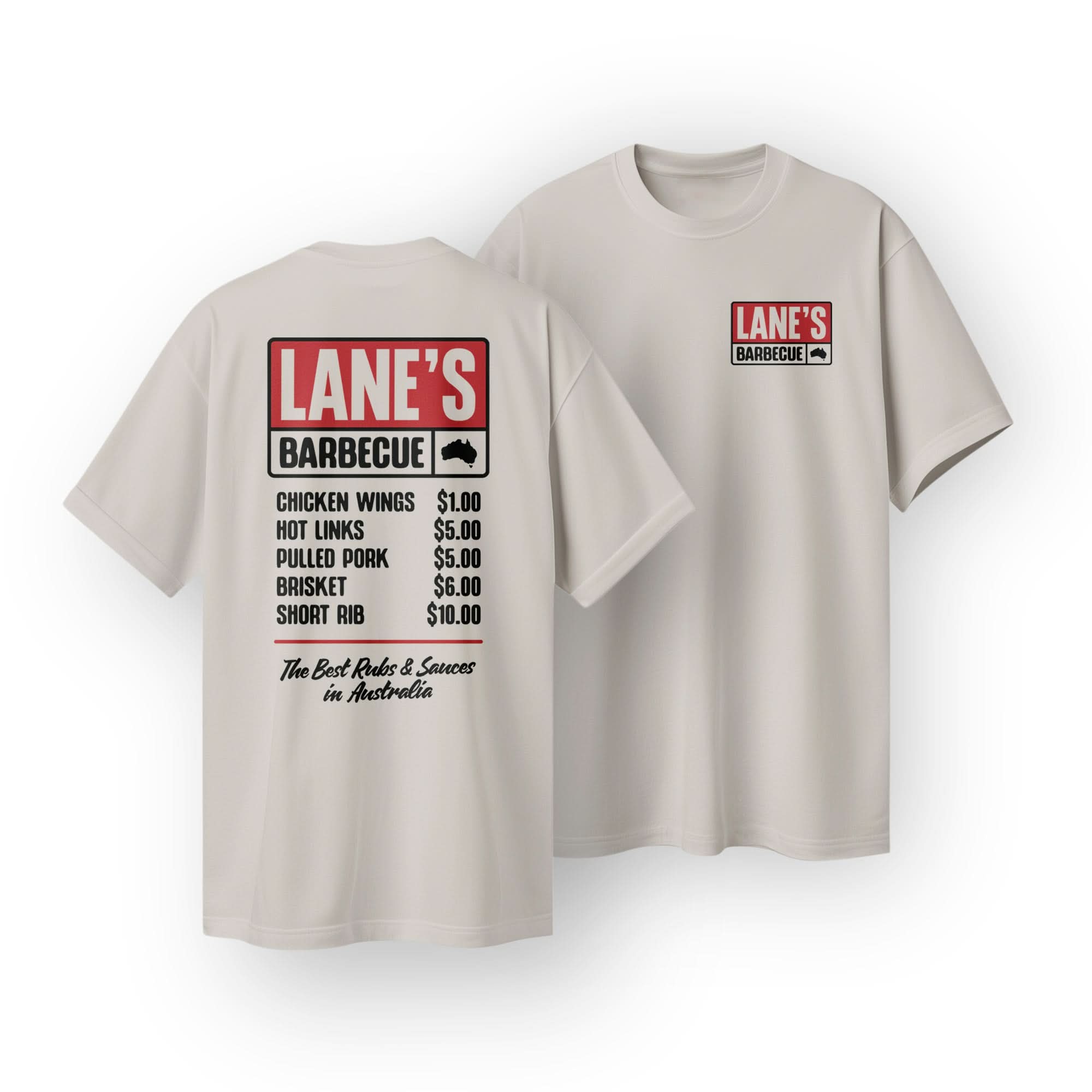 BBQ Menu T Shirt - Bone