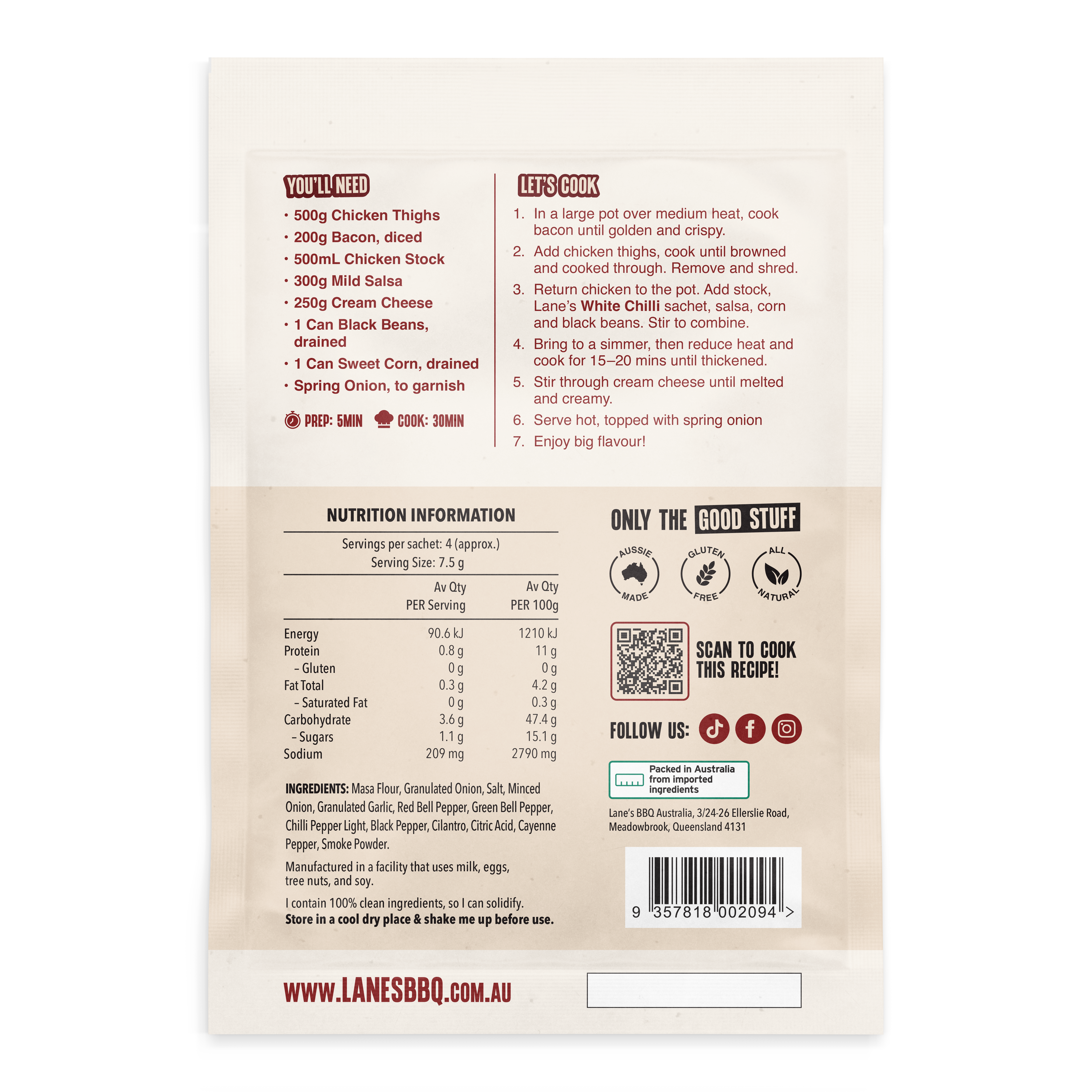 Creamy White Chilli  Recipe Base 3pk